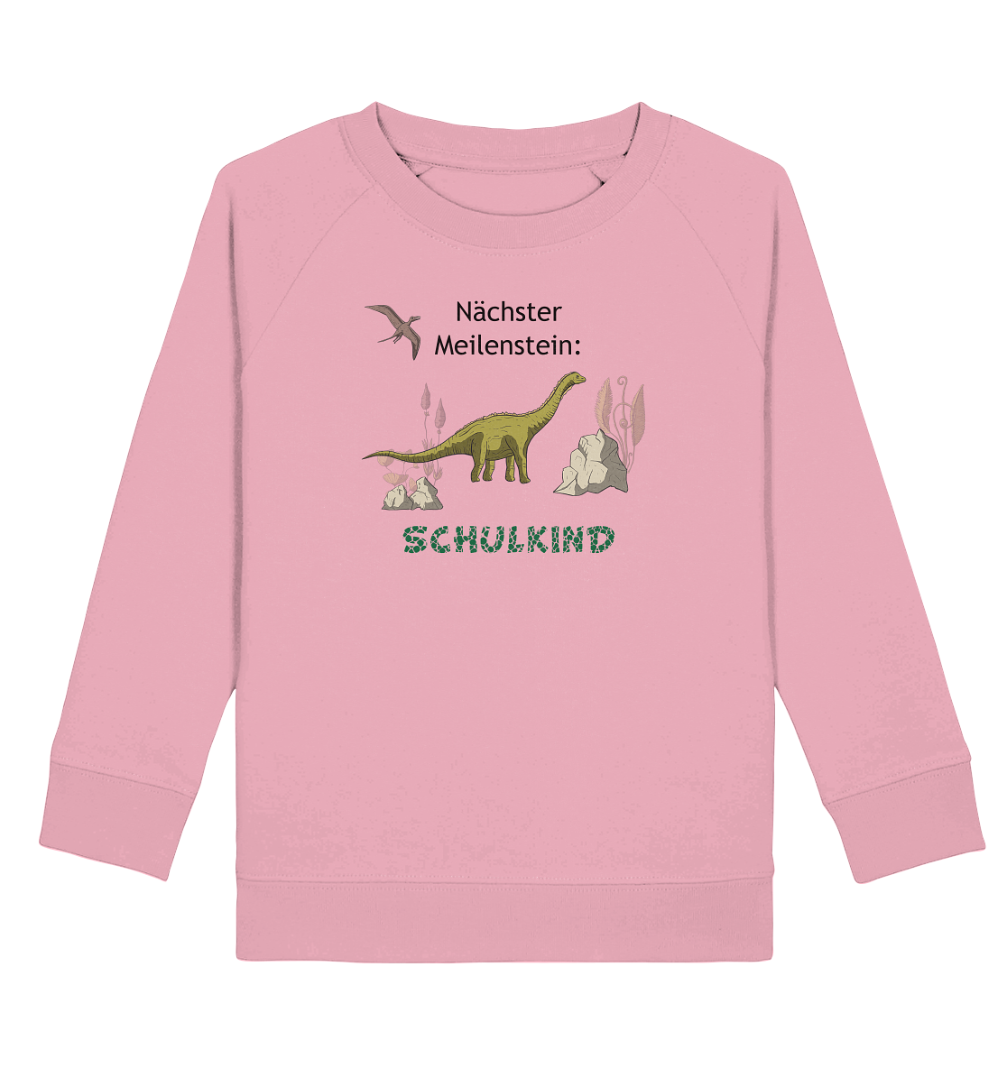 Schulanfang T-Shirt Dino Mein nächster Meilenstein Schulkind – Kids Organic Sweatshirt